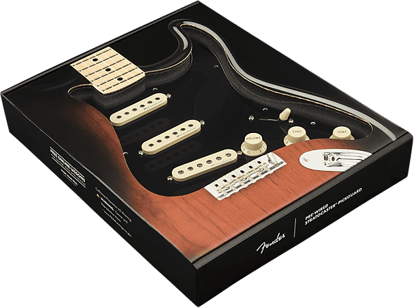 Genuine Fender USA Pre-Wired  Loaded Strat Pickguard Hot Noiseless SSS Black image 1
