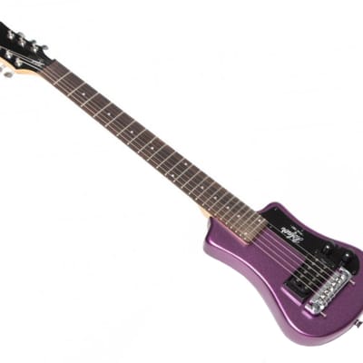 Hofner Shorty Electric Travel Guitar w/ Gig Bag - Purple image 6