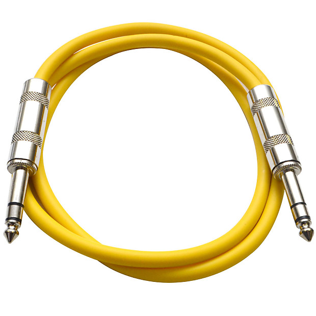 Seismic Audio SATRX-2YELLOW 1/4" TRS Patch Cables - 2' (2-Pack) image 1