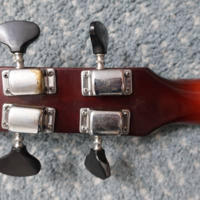 Vintage 1960s Teisco Rhythm Line Viola Violin Scroll Headstock Beatles Bass Guitar Rare Sunburst Clean Case Low Easy To Play Action Short Scale 30' image 10
