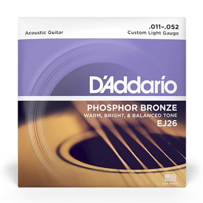 Daddario 3 Pack EJ26 Phosphor Bronze Acoustic Strings, Custom Light, 11-52 image 1