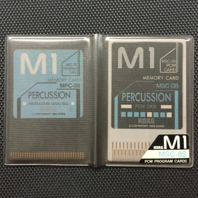 Korg M1 ROM Waveform + Data Voice Cards // MSC-8S (MSC-08 + MPC-08) Percussion // With Etui + Chart