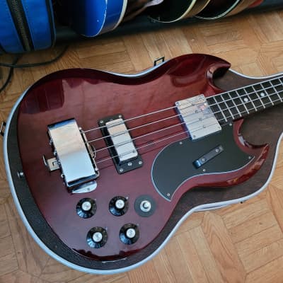 70's 1975 Greco EB Bass  Japan Cherry with hardcase and New Frets image 5