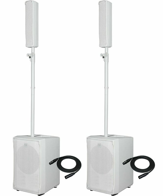 2x RCF EVOX J8-W Active 2-Way Portable Line Array System 1400W Speaker + 2x Cables  			