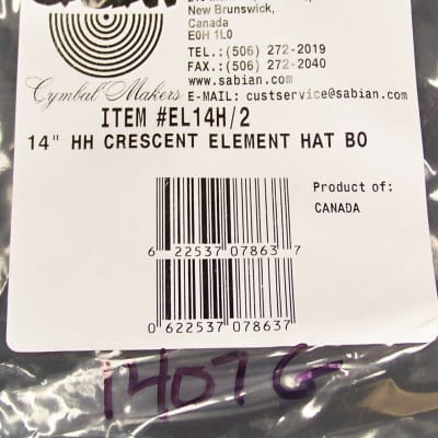 Sabian Crescent Element 14" Hi Hat Cymbals/# EL14H/Top-1054g + Bottom-1407g/New image 8