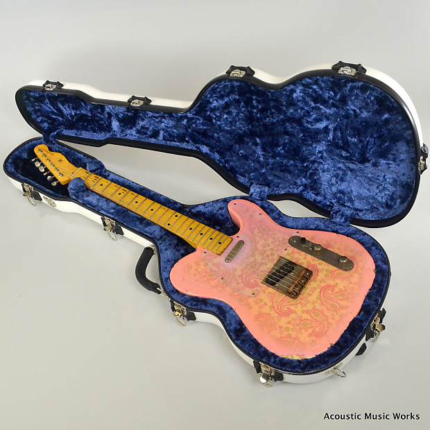 Calton Flight Case For Telecaster Fender Tele Style Guitar White Blue Interior