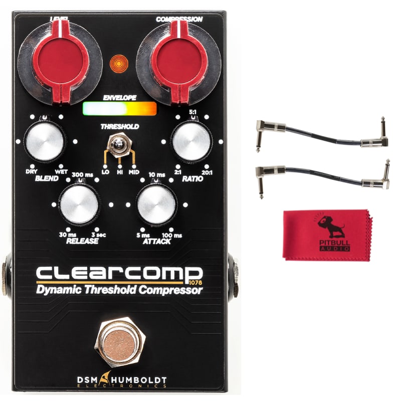 DSM & Humboldt Electronics ClearComp 1078 Compressor Pedal w/ Patch Cables  & Cloth