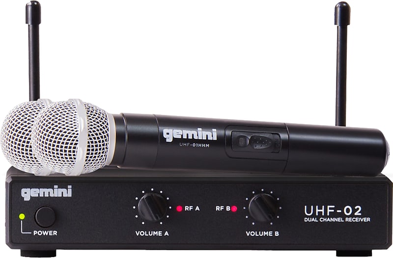 Gemini UHF-02M 2-Channel Wireless Microphone System - Band S34 image 1