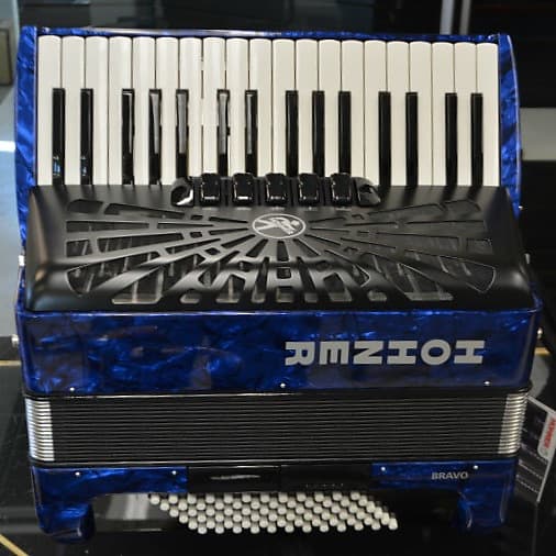 Hohner Bravo III 72 Bass Piano Accordion Blue image 1