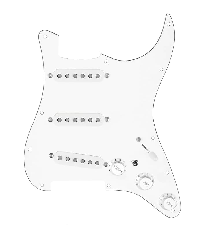 920D Custom Texas Vintage Loaded Pickguard for Strat With White Pickups, White Pickguard, and S7W-MT Wiring Harness image 1