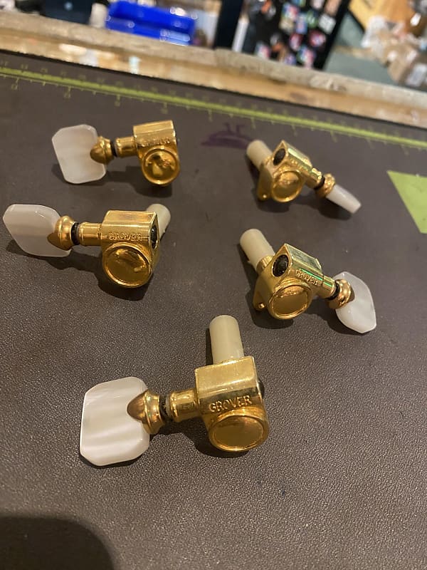 5 Grover Gold Guitar Tuners in a plastic Bag Reverb
