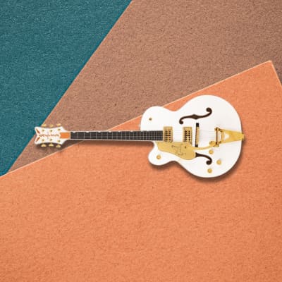 Gretsch G6136TG-LH Players Edition Falcon Hollow Body 6-String Electric Guitar - Left-Handed (White) Bundle with Gretsch G9500 Jim Dandy Acoustic Guitar (Frontier Stain) image 7