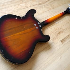 1966 Mosrite Joe Maphis Vintage Hollowbody Electric Bass Guitar Sunburst image 16