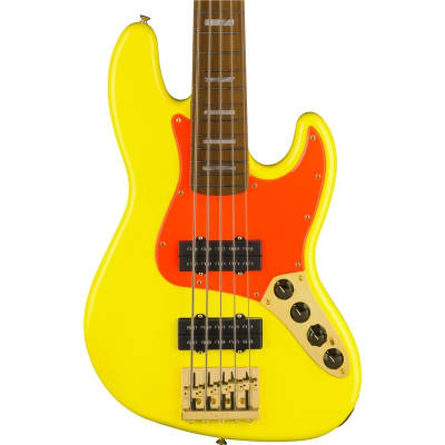 Fender MonoNeon Jazz Bass V, Neon Yellow for sale