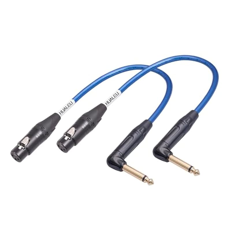 2Pack 1Ft 1/4" Ts Right Angle To Xlr Female Cable,Xlr Female To 1/4-Inch Ts Right-Angle Plug Microphone Cable,6N Ofc+Silver Plated Hi-End Audio Cable For Micphone Mixer image 1