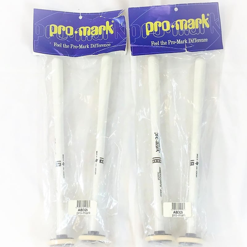 2pr.- Pro-Mark AB32i Americorp Indoor Percussion Rubber Bass Drum Mallets Large (New Old Stock) image 1