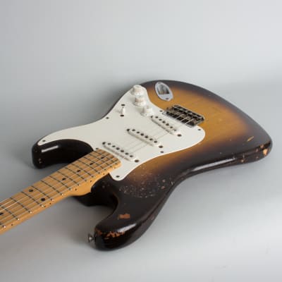 Fender  Stratocaster Non Tremolo Solid Body Electric Guitar (1956), ser. #10339, original tweed hard shell case. image 7