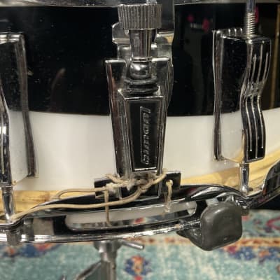 Ludwig 14x5" Vistalite, Blue and Olive Badge, Snare Drum 1970s - Black / White 2 Band Swirl image 9