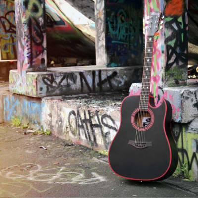 Lindo LDG-46 Widow Acoustic Guitar with A-Grade Rosewood Fingerboard and Free Accessories - Matte Black image 2
