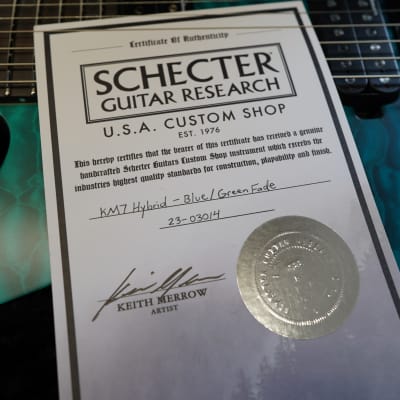 Schecter USA CUSTOM SHOP Keith Merrow KM-7 Hybrid  - Blue Green Fade 7-String Electric Guitar w/ Black Tolex Merrow Case (2023) image 14
