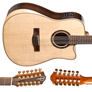 Teton STS105CENT-AR-12 12-String Dreadnought with Armrest, Cutaway, Electronics Natural