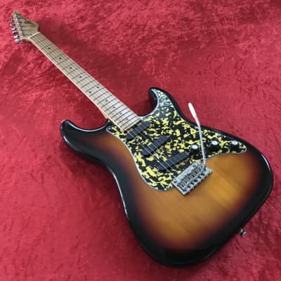 Modified Sunburst ST Guitar with Roasted Neck - Black and Yellow Pickguard for sale