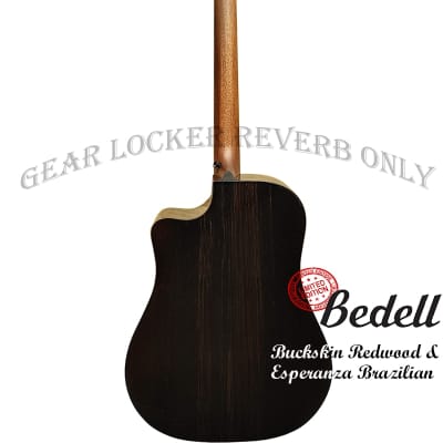 Bedell LTD-DC-RWBR Limited Edition Buckskin Redwood & Esperanza Brazilian Dreadnought cutaway with L.R. Baggs electronic guitar image 4