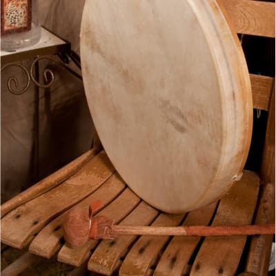 Dobani FD16T Tunable Goatskin Head Wooden Frame Drum 16-Inch By 2-Inch w/Leather Beater& Tuning Tool image 2