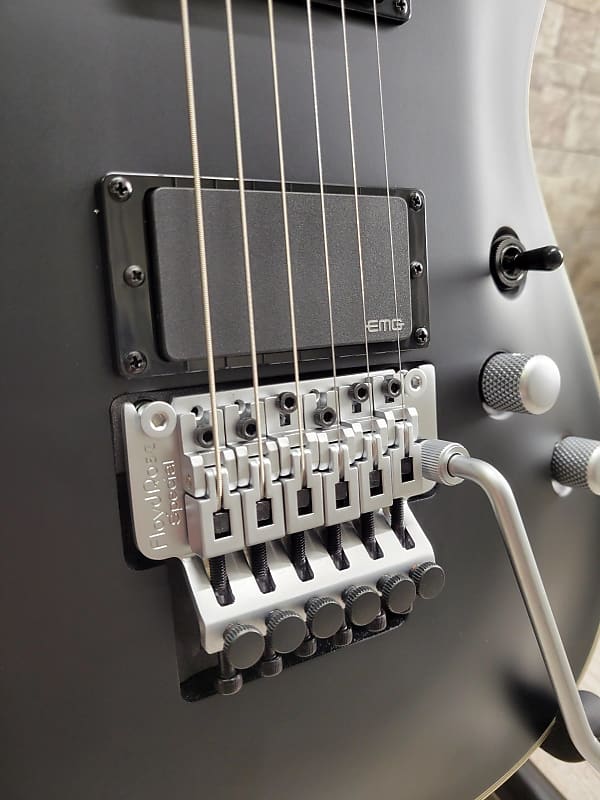 Schecter #1183 Satin Black Damien Platinum 6 Floyd Rose With