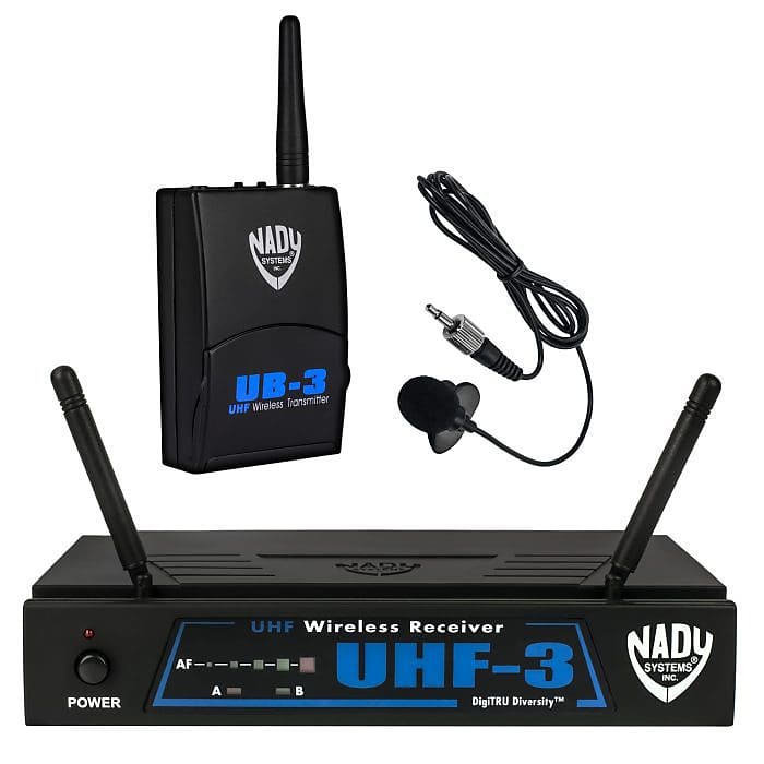Nady UHF-3 Single Channel DigiTRU Diversity Wireless System w/ Lavalier Mic 470.55 Mhz image 1
