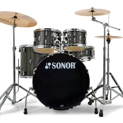 Sonor AQX Stage Black Midnight Sparkle 5pc Kit 22x16,10x7,12x8,16x15,14x5.5 Drums Cymbals & Hardware image 2