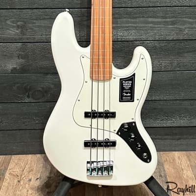 Fender Player Jazz Bass Fretless 4 String MIM Electric Bass Guitar White w/ Gig bag for sale