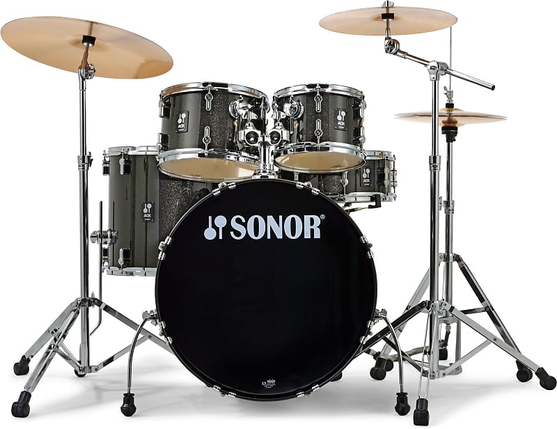 Sonor AQX Stage 5-piece Drum Set with Hardware Pack - Black Midnight Sparkle image 1