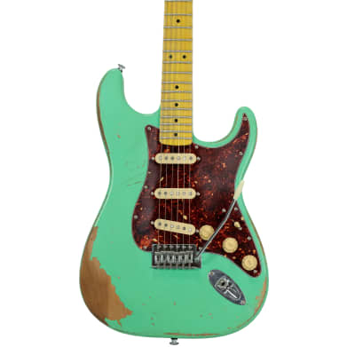 Sawtooth ES Relic Electric Guitar, Surf Green with Tortoise Pickguard for sale