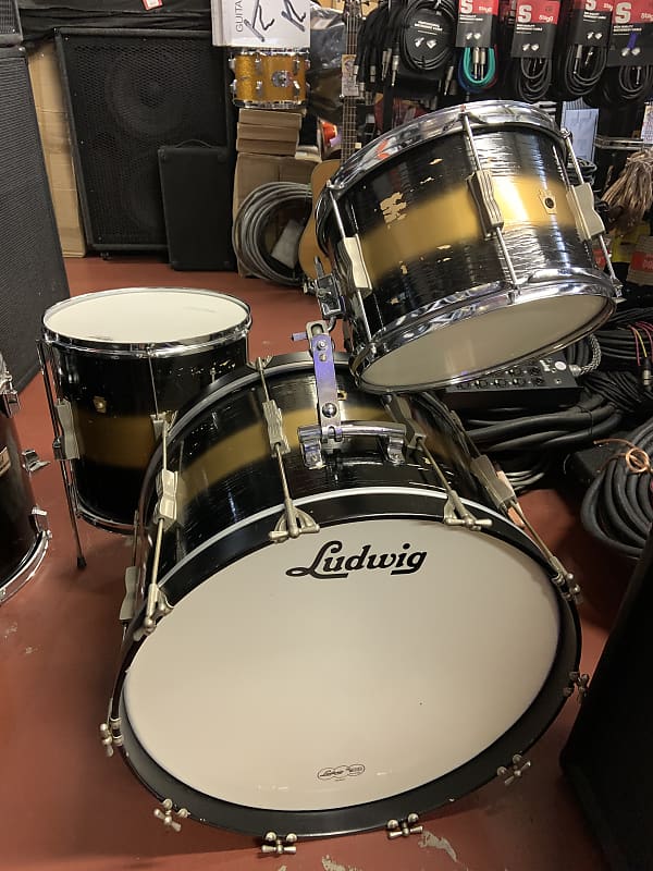 Ludwig Vintage 1960's Black/Gold Duco Finish Club Date Drum Set