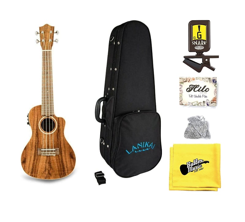 Lanikai ACS-CEC Acoustic Electric Solid Acacia Concert Ukulele