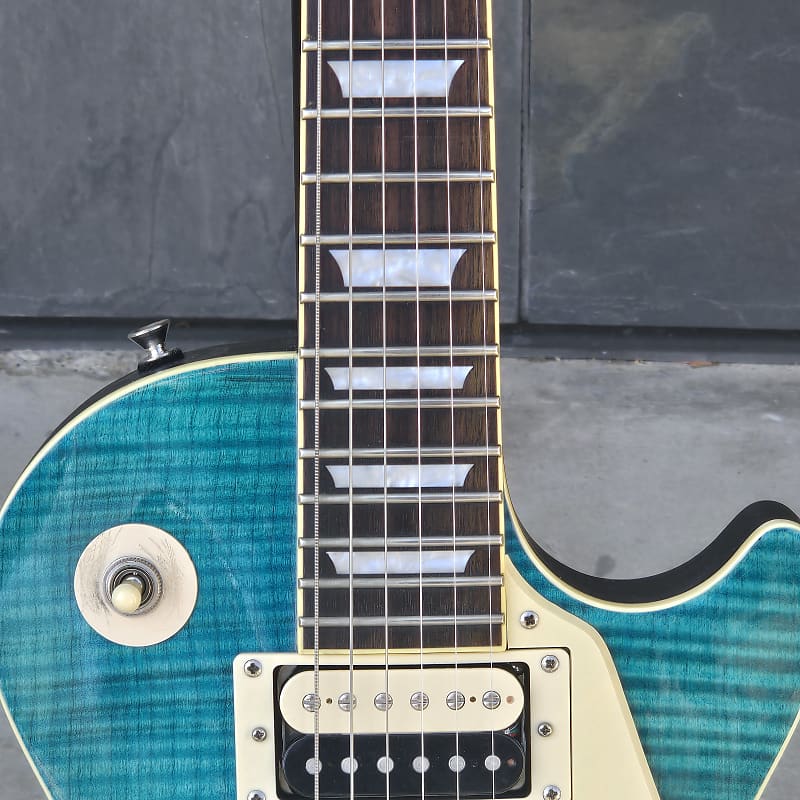 Used 2014 Epiphone Les Paul Traditional Pro Aqua Blue Satin