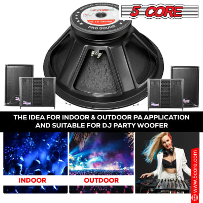 5 Core 18 Inch Subwoofer Speaker 1Pc 1000W PMPO Raw Full Range Speaker 500W RMS 18" Replacement 8 Ohm Pro Audio DJ Sub Woofer w/ 4” CCAW Voice Coil Steel Frame 97 Oz Magnet - FR 18 190 MS image 6