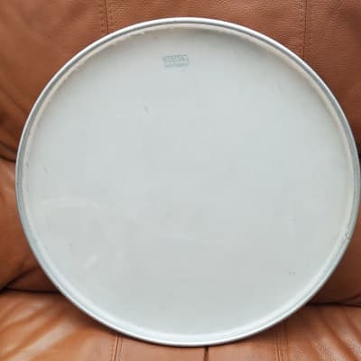 1950s-1960s Rare GRETSCH 16 inch DRUMHEAD Vintage PERMATONE ROUND BADGE White Coated VERY RARE SIZE! image 3