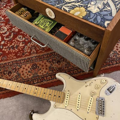 Heavy Seas Amp Riser/ Pedalboard storage for studio - Golden Ash / Sea Weed Morris Fabric image 11