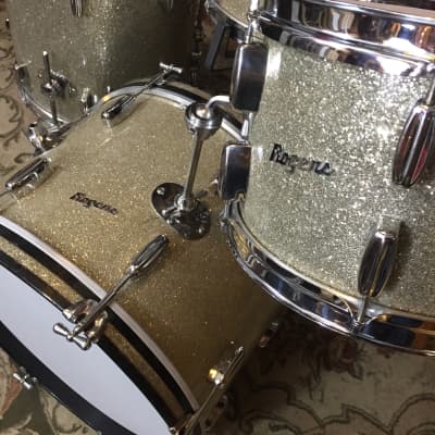 Vintage 1960s Rogers Holiday 4-Piece Drum Set w/ Bread & Butter Lugs in Silver Sparkle image 8