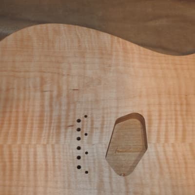 Unfinished Telecaster Body Book Matched Figured Flame Maple Top 2 Piece Alder Back Chambered, Standard Tele Pickup Routes 3lbs 14.5oz! image 19