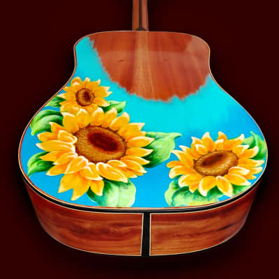 Blueberry Handmade Acoustic Guitar Hand-painted by Ukrainian Artist Valeriya Khomar image 4