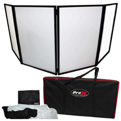 ProX XF-4X3048B Black Aluminum 4 Panel DJ Booth LED Facade & Bag image 1