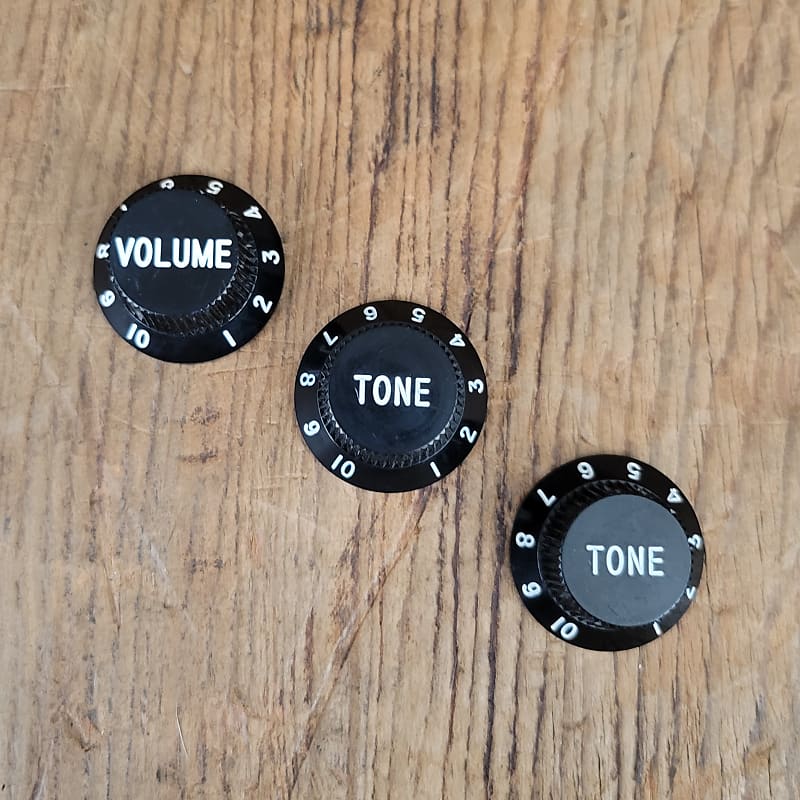 Fender Stratocaster Knobs Reproduction Black 2010s Reverb