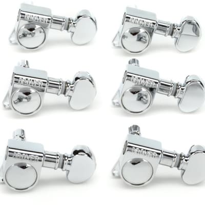 Grover 406C6 Mid-Size Locking Rotomatics Tuning Machine Set - 6-In-line - Chrome image 7