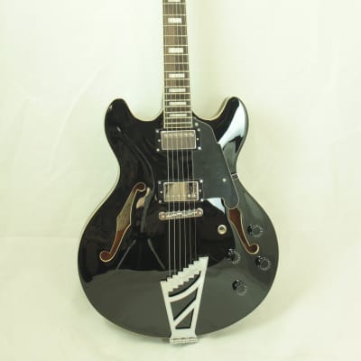 D'Angelico DAPDCSBKCTCB Premier DC Semi-Hollow Electric Guitar w/ Gig Bag, Black image 5