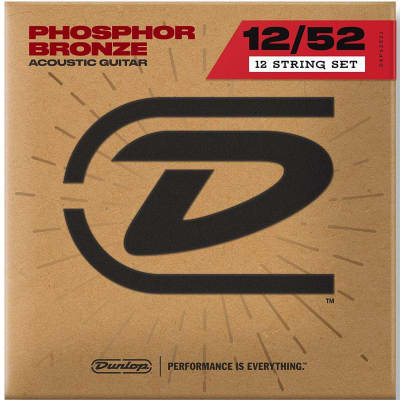 Dunlop DAP1252J Acoustic Phosphor Bronze Guitar Strings, Medium 12-String, .012/.012–.052/.030, 12 Strings/Set image 1