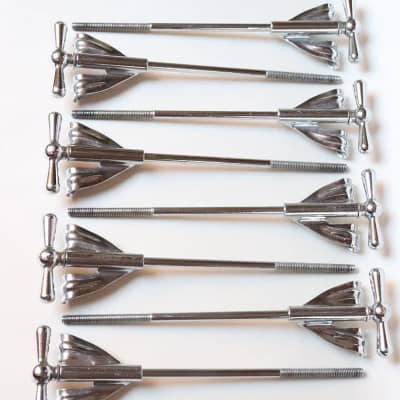 Set of (8) Ludwig "Bowtie" Tension Rods & Claws for Bass Drum, 6 1/8" length / 1960s image 10