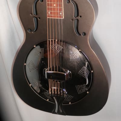 Regal Resonator Acoustic Guitar Matte Black Metal Body used image 4